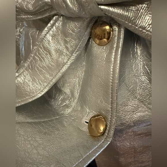 Elegant Metallic silver Trench Coat size M - Picture 14 of 15